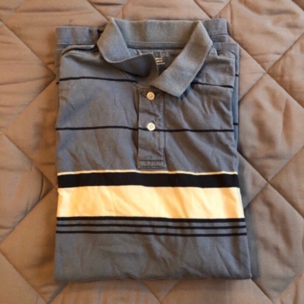 Men’s Blue Striped Polo Shirt!